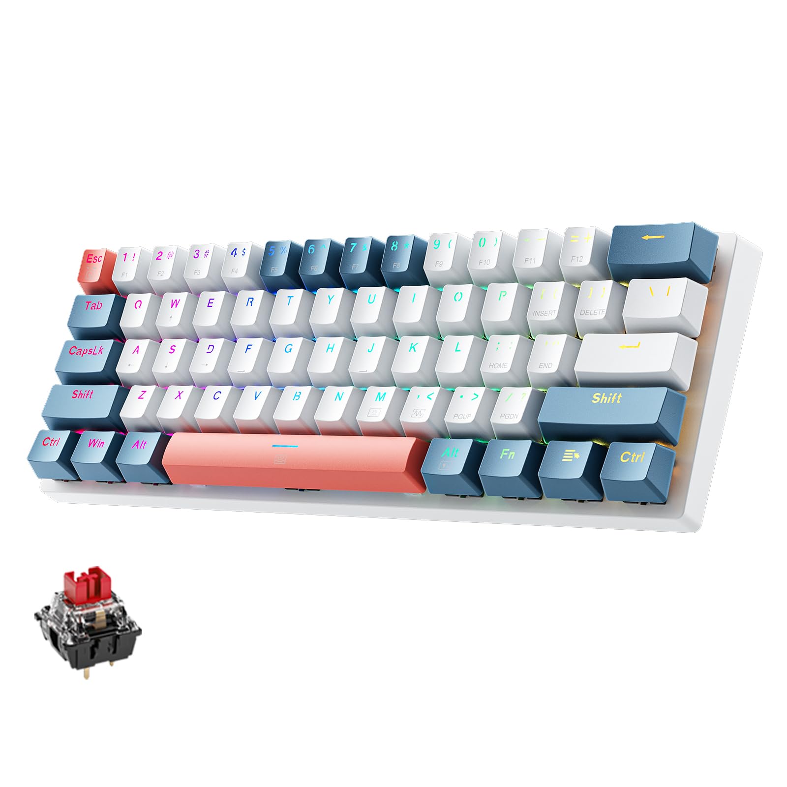 Teclado Mecânico Gamer Machenike K500-B61 – 60% Mini, Layout  US, RGB, Hot-Swappable, NKRO, Com Fio - UpgradeJá