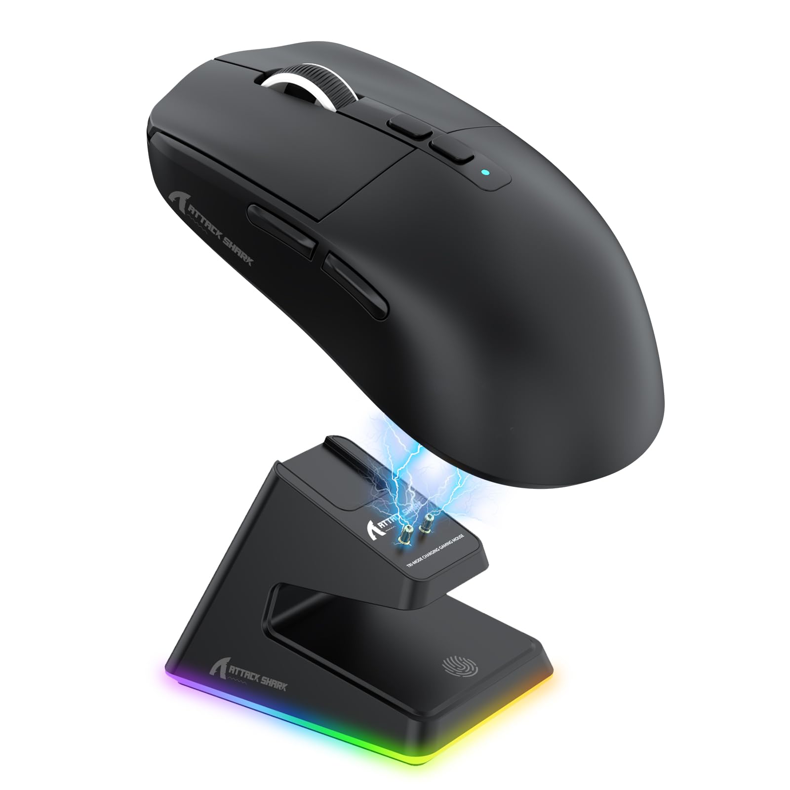 Mouse Gamer Attack Shark X6 – Sensor PAW3395, Conexão Tri-Modo, Base de Carregamento Magnética RGB, Botões Programáveis e Macro - UpgradeJá