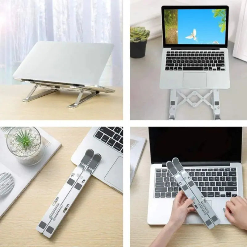 Suporte de Alumínio Ajustável para Notebook e MacBook (10 a 16 Polegadas) - Eleve seu Conforto e Produtividade! - UpgradeJá