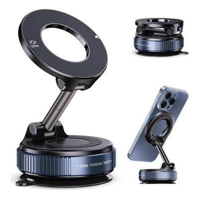 Suporte Magnético para Celular N52 Ultra Forte XMSJ | Liga de Alumínio, 360° Rotativo, Dobrável e Base de Sucção - UpgradeJá