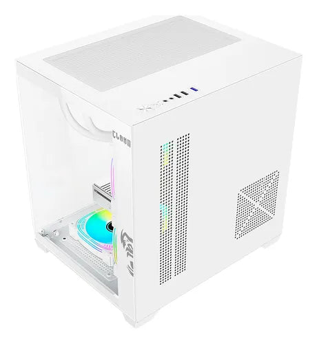 Gabinete Gamer Clanm Grodd Vidro Temperado Rgb Atx Branco
