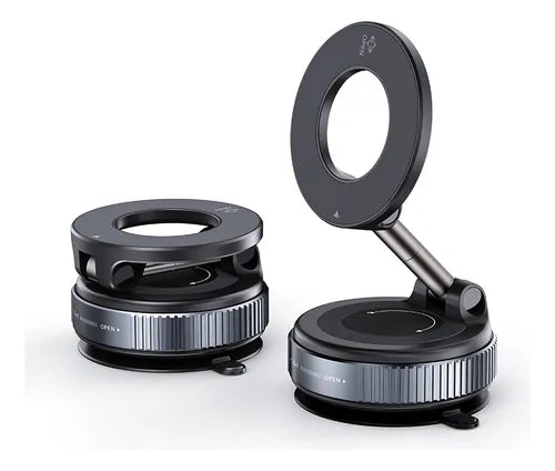 Suporte Magnético para Celular N52 Ultra Forte XMSJ | Liga de Alumínio, 360° Rotativo, Dobrável e Base de Sucção - UpgradeJá