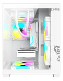 Gabinete Gamer Clanm Grodd Vidro Temperado Rgb Atx Branco