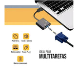 Cabo Adaptador Conversor HDMI para VGA com Saída de Áudio P2 (ALFA) - UpgradeJá