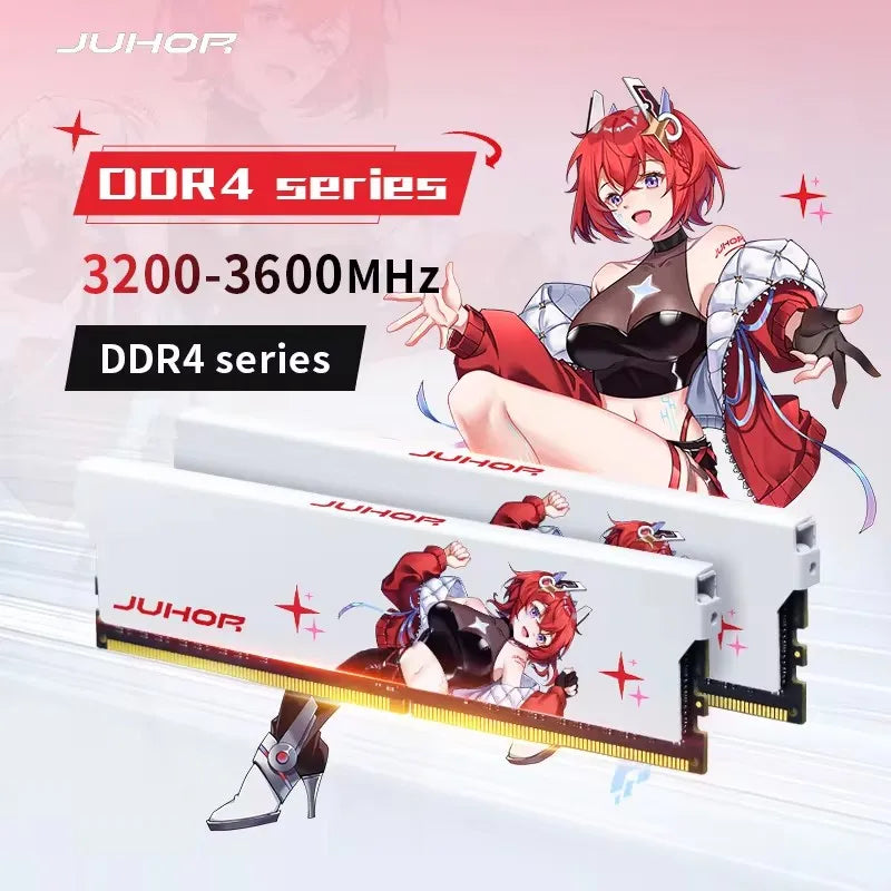 Memória RAM JUHOR DDR4 Gaming | 8GB/16GB (3200MHz/3600MHz) com Dissipador Branco - UpgradeJá