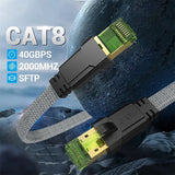 Cabo Ethernet Cat8 CYANMI - Velocidade Extrema 40Gbps e 2000MHz para sua Rede - UpgradeJá