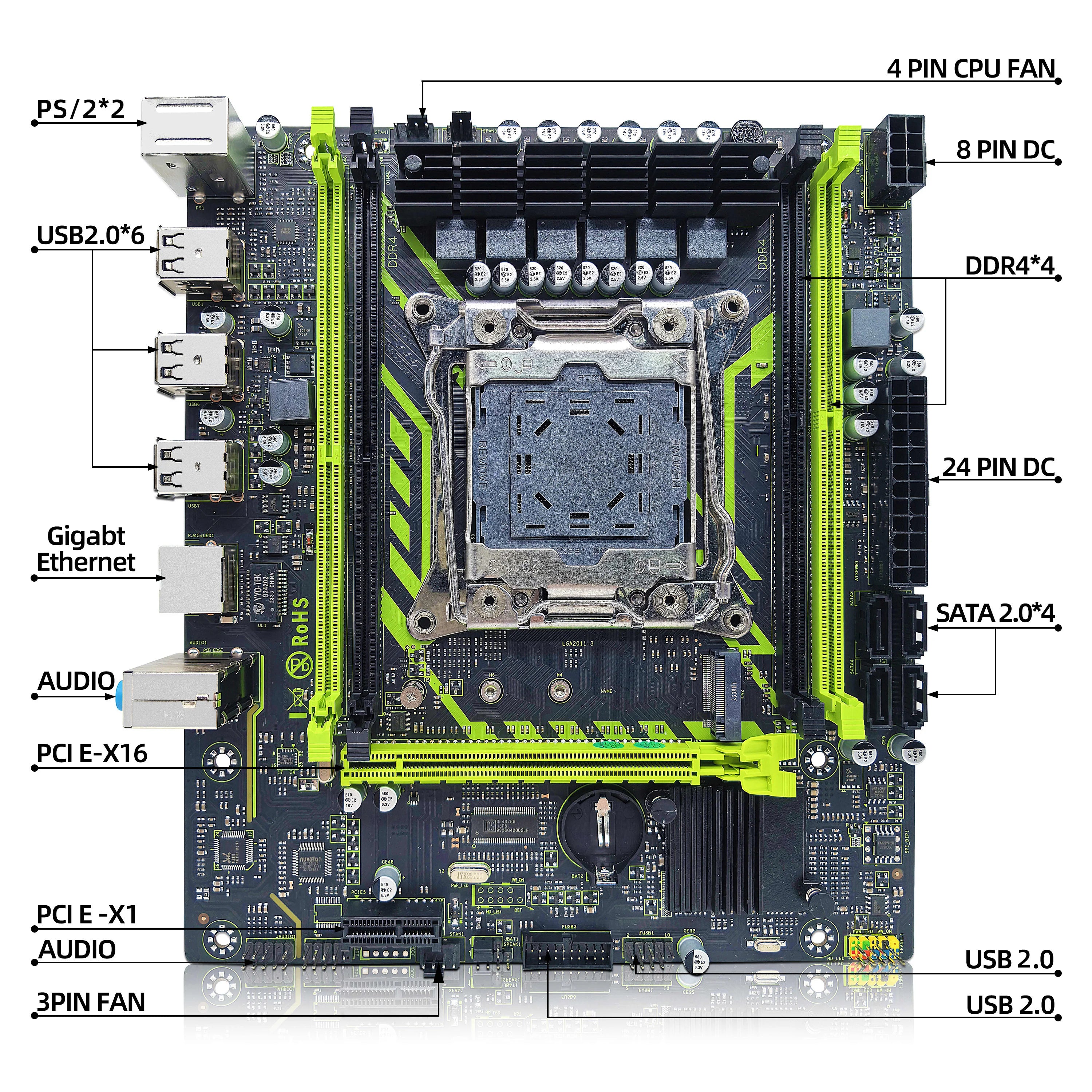 Kit Placa-Mãe ZSUS X99-8D4: Performance Poderosa para seu PC Intel Xeon E5 V3/V4!