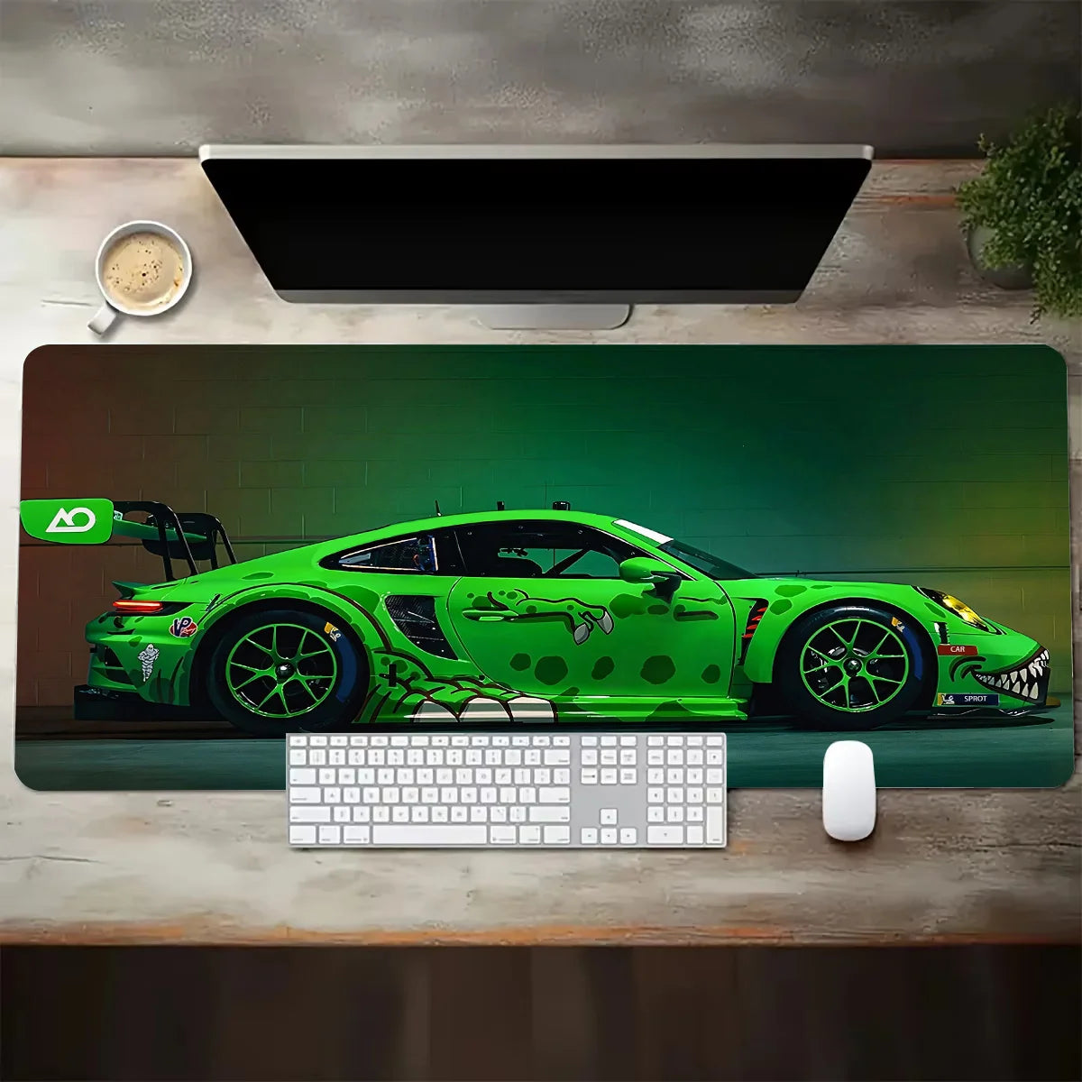 MousePad Gamer XGZ Grande - Design Carro Esportivo Branco | Base Antiderrapante e Lavável - Para Gamers e Escritórios - UpgradeJá