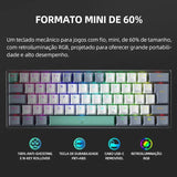 Teclado Mecânico Gamer Machenike K500-B61 – 60% Mini, Layout  US, RGB, Hot-Swappable, NKRO, Com Fio - UpgradeJá