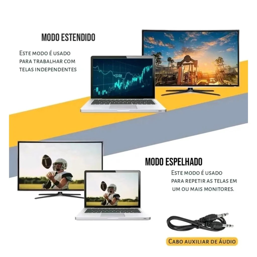 Cabo Adaptador Conversor HDMI para VGA com Saída de Áudio P2 (ALFA) - UpgradeJá