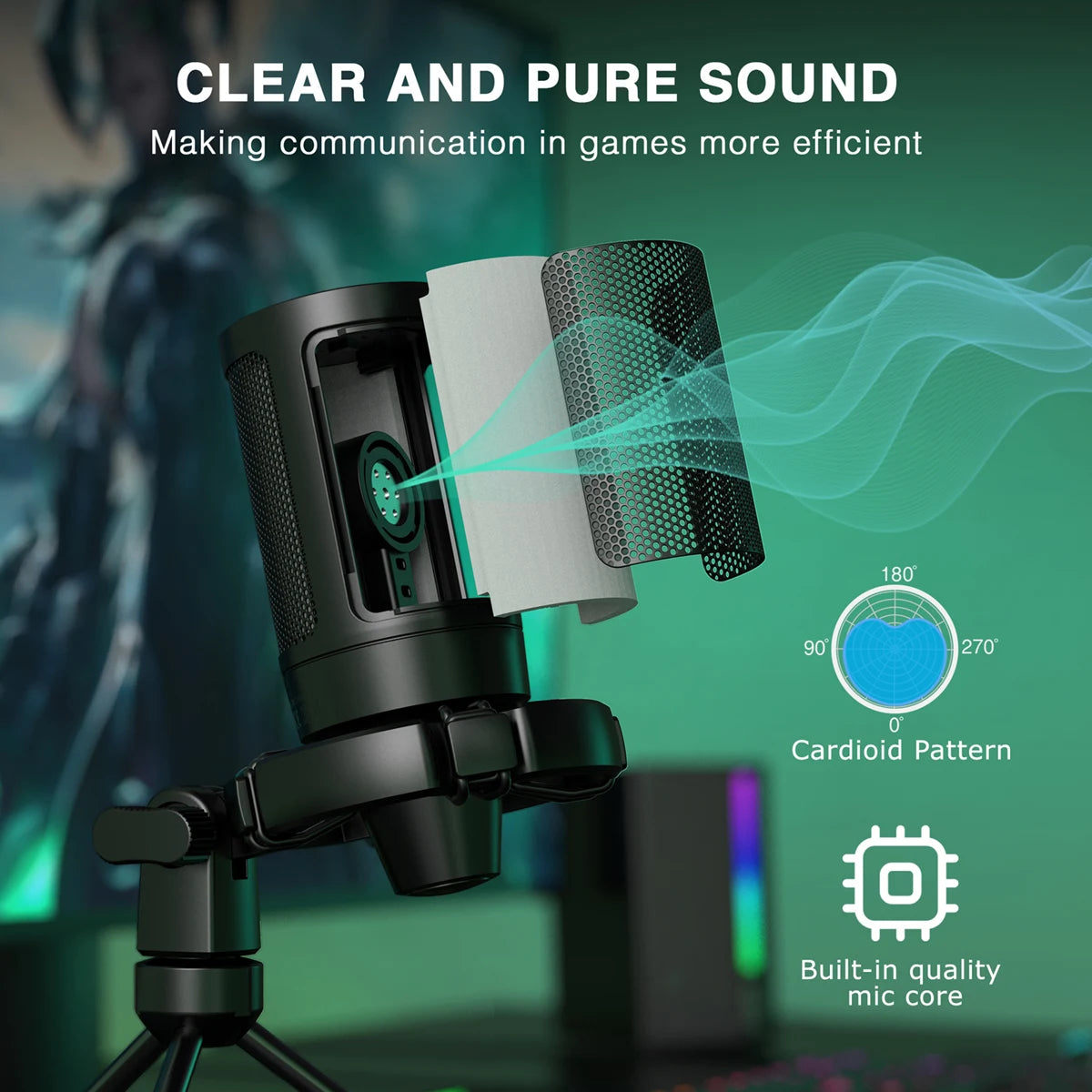 Microfone Gamer FIFINE AmpliGame A2 RGB USB: Áudio Impecável e Estilo Vibrante para Suas Lives! - UpgradeJá