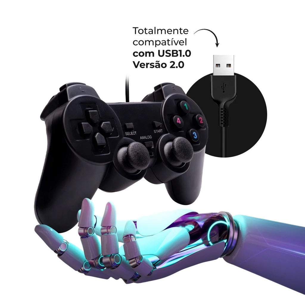 Controle Joystick Gamer USB para PC - Experimente Seus Jogos com Total Conforto e Precisão! - UpgradeJá
