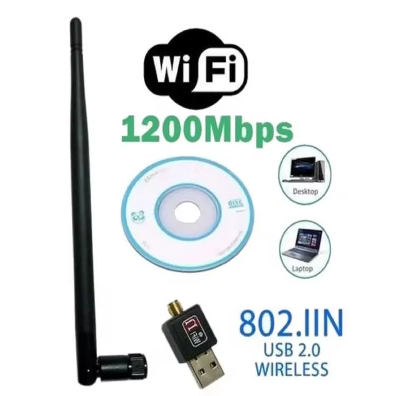 Adaptador WiFi USB 150Mbps 2.4GHz com Antena | Receptor Sem Fio Portátil para PC e Notebook - UpgradeJá