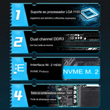 Placa-Mãe MUCAI H61 LGA 1155 – Compatível com Intel 2ª e 3ª Geração,  M.2 NVMe - UpgradeJá