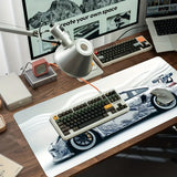 MousePad Gamer XGZ Grande - Design Carro Esportivo Branco | Base Antiderrapante e Lavável - Para Gamers e Escritórios - UpgradeJá