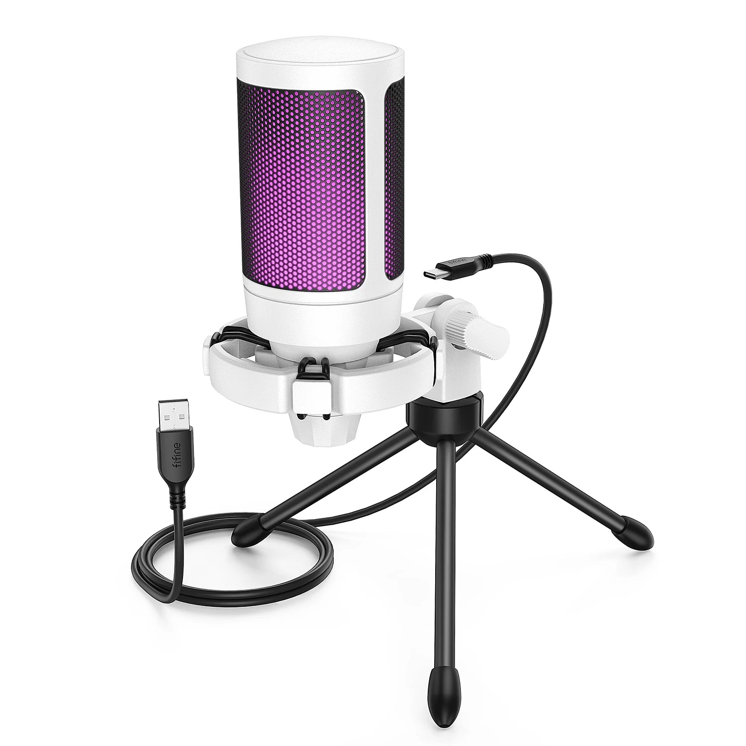 Microfone Gamer FIFINE AmpliGame A2 RGB USB: Áudio Impecável e Estilo Vibrante para Suas Lives! - UpgradeJá