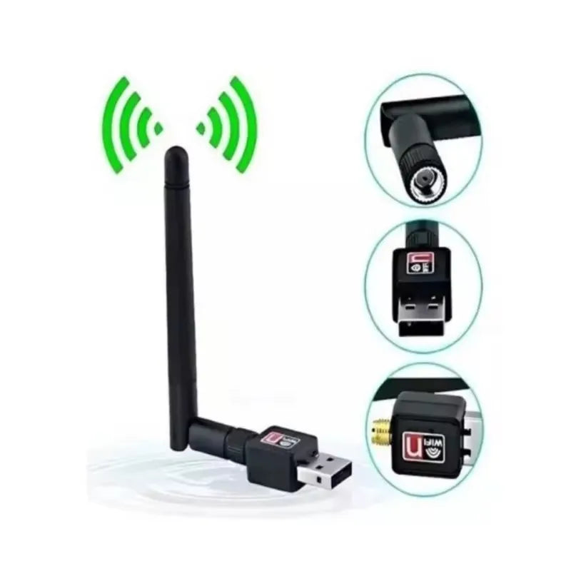 Adaptador WiFi USB 150Mbps 2.4GHz com Antena | Receptor Sem Fio Portátil para PC e Notebook - UpgradeJá