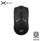 Mouse Gamer Delux M800 PRO – Sensor PAW3395, 26.000 DPI, Conexão Tri-Modo (Bluetooth/2.4G/USB), Switches Huano Rosa, Macros e Design Ergonômico para PC - UpgradeJá