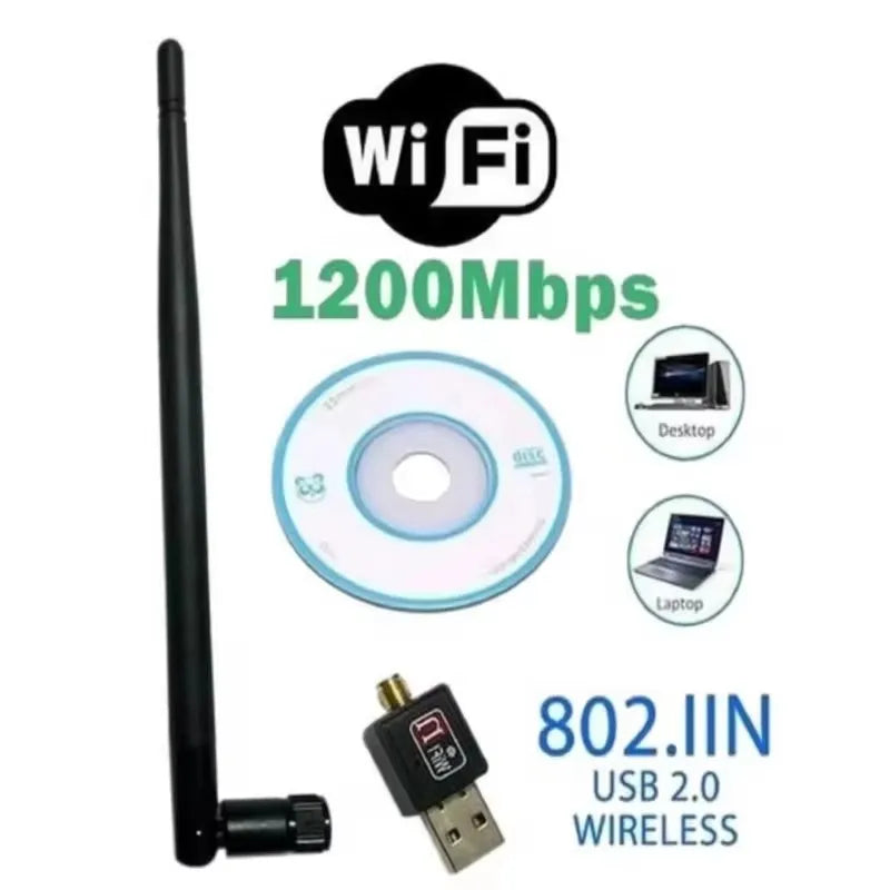 Adaptador WiFi USB 150Mbps 2.4GHz com Antena | Receptor Sem Fio Portátil para PC e Notebook - UpgradeJá
