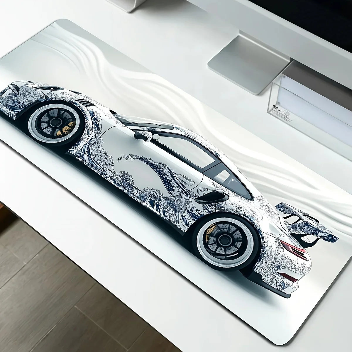 MousePad Gamer XGZ Grande - Design Carro Esportivo Branco | Base Antiderrapante e Lavável - Para Gamers e Escritórios - UpgradeJá