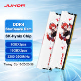 Memória RAM JUHOR DDR4 Gaming | 8GB/16GB (3200MHz/3600MHz) com Dissipador Branco - UpgradeJá
