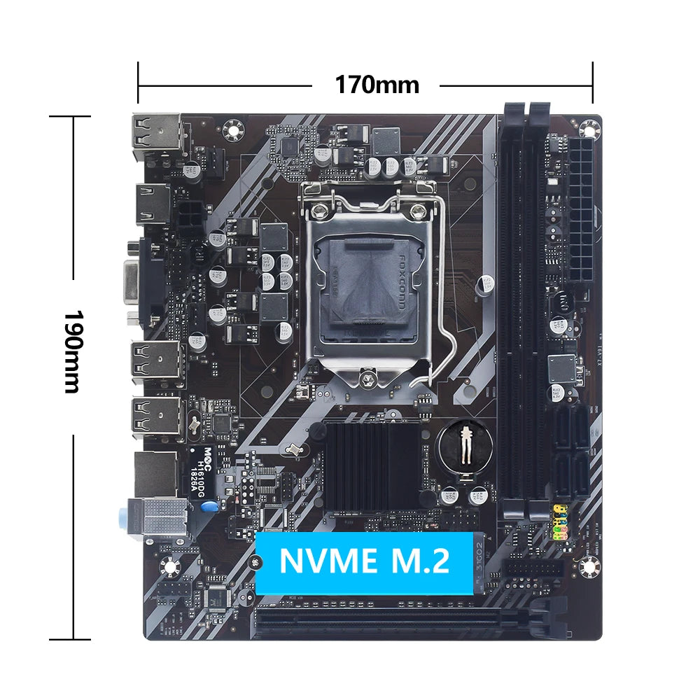 Placa-Mãe MUCAI H61 LGA 1155 – Compatível com Intel 2ª e 3ª Geração,  M.2 NVMe - UpgradeJá