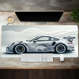 MousePad Gamer XGZ Grande - Design Carro Esportivo Branco | Base Antiderrapante e Lavável - Para Gamers e Escritórios - UpgradeJá