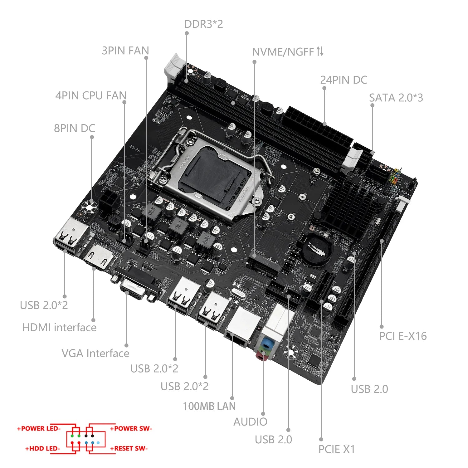 Placa-Mãe MACHINIST H61 LGA 1155 |  Intel Core 2ª/3ª Geração e M.2 NVMe - UpgradeJá