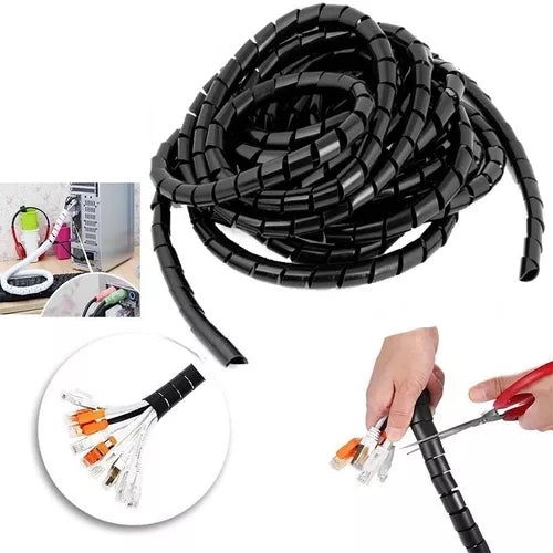 Organizador de Cabos Espiral Flexível (10mm/16mm) - Mantenha Seus Fios Organizados e Protegidos!